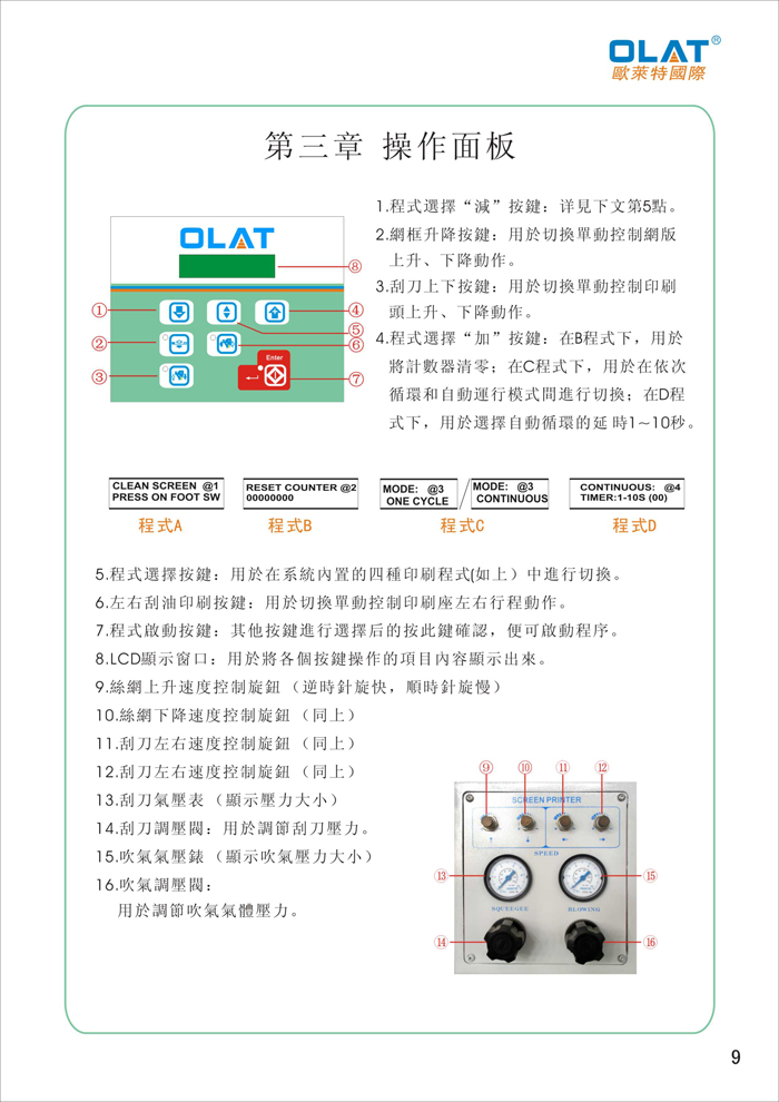 OLAT欧莱特曲面网印机系列操作手册